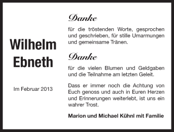 Traueranzeige von Wilhelm Ebneth von Pegnitz-Zeitung